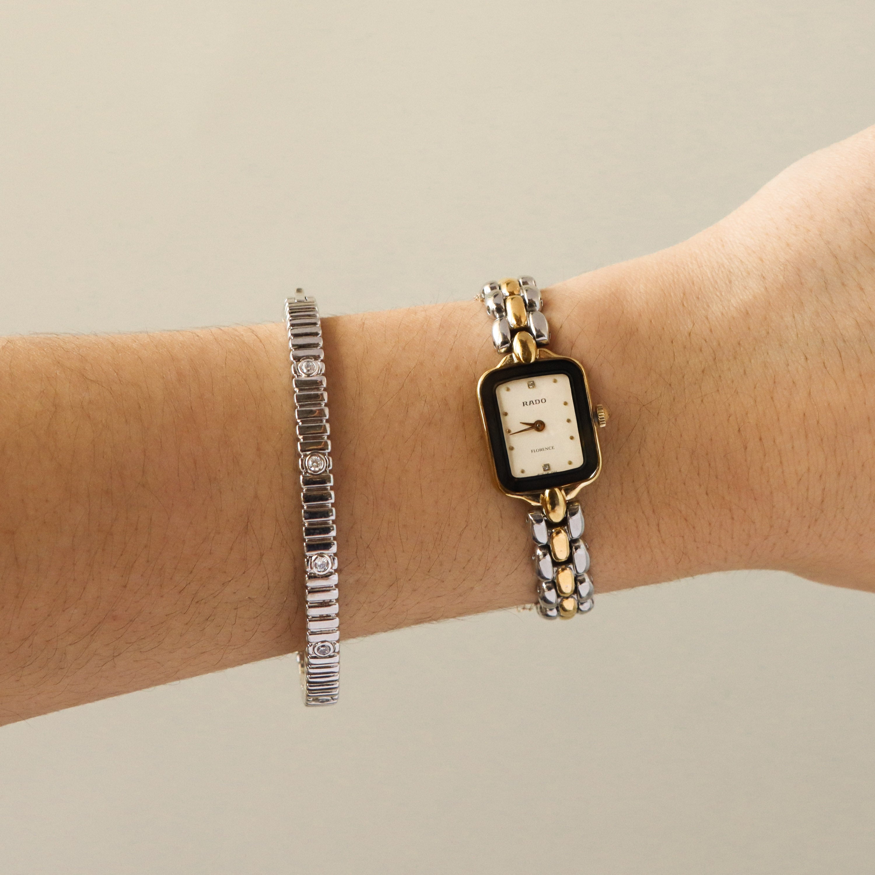 Vintage Rado Swiss Rectangular Two Tone Watch