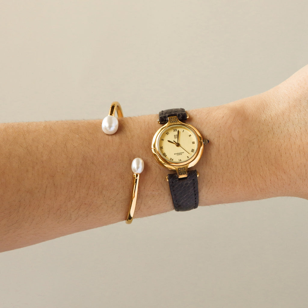 Vintage Givenchy Swiss 4G Round Gold Watch