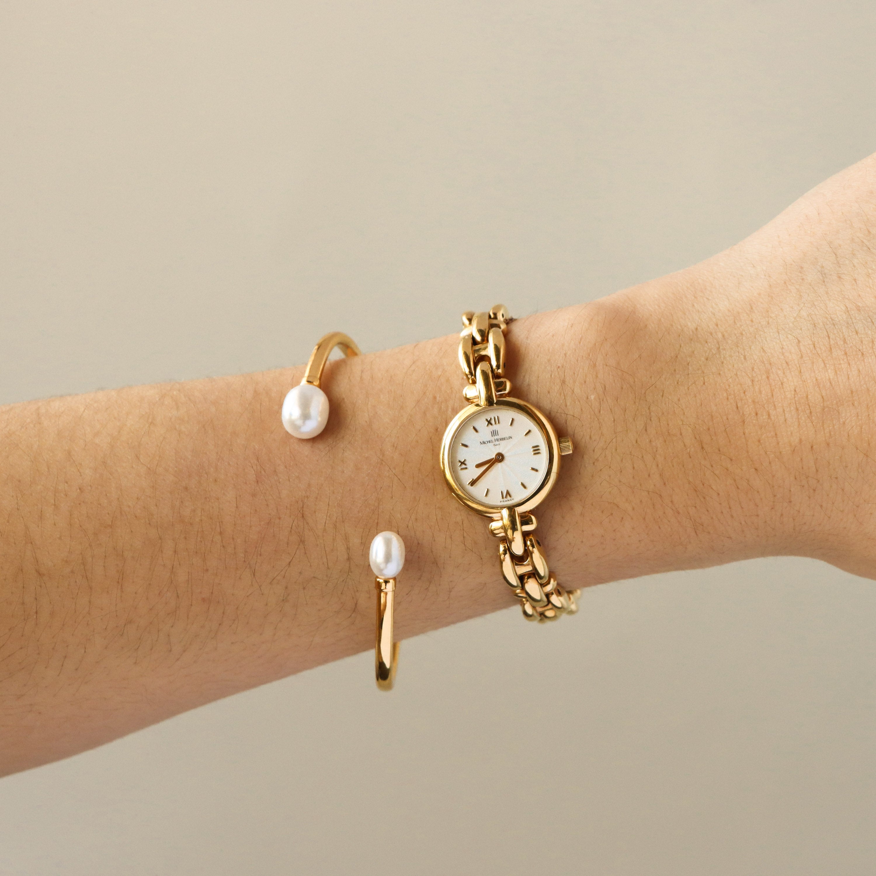 Vintage Michel Herbelin Round Gold Watch