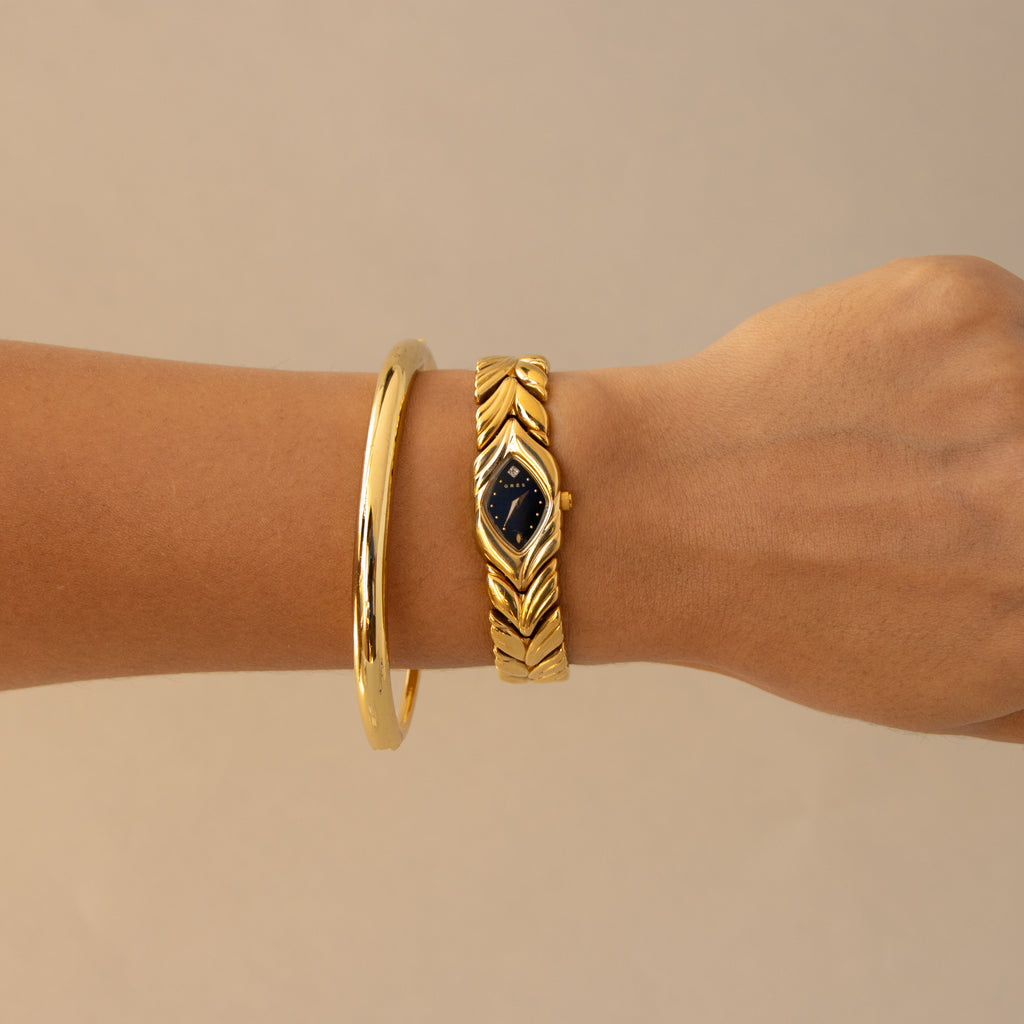 Vintage Gres Midnight Leaf Gold Watch