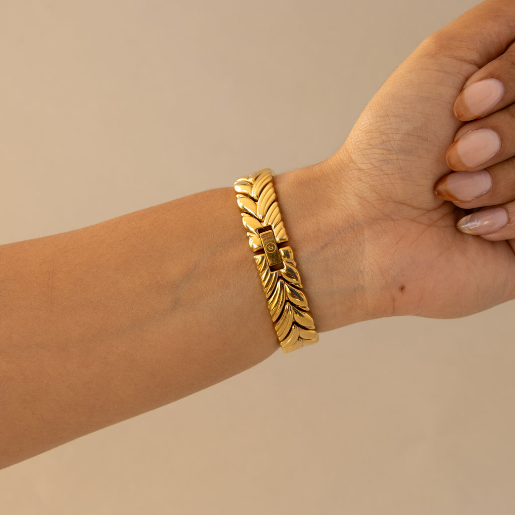 Vintage Gres Midnight Leaf Gold Watch