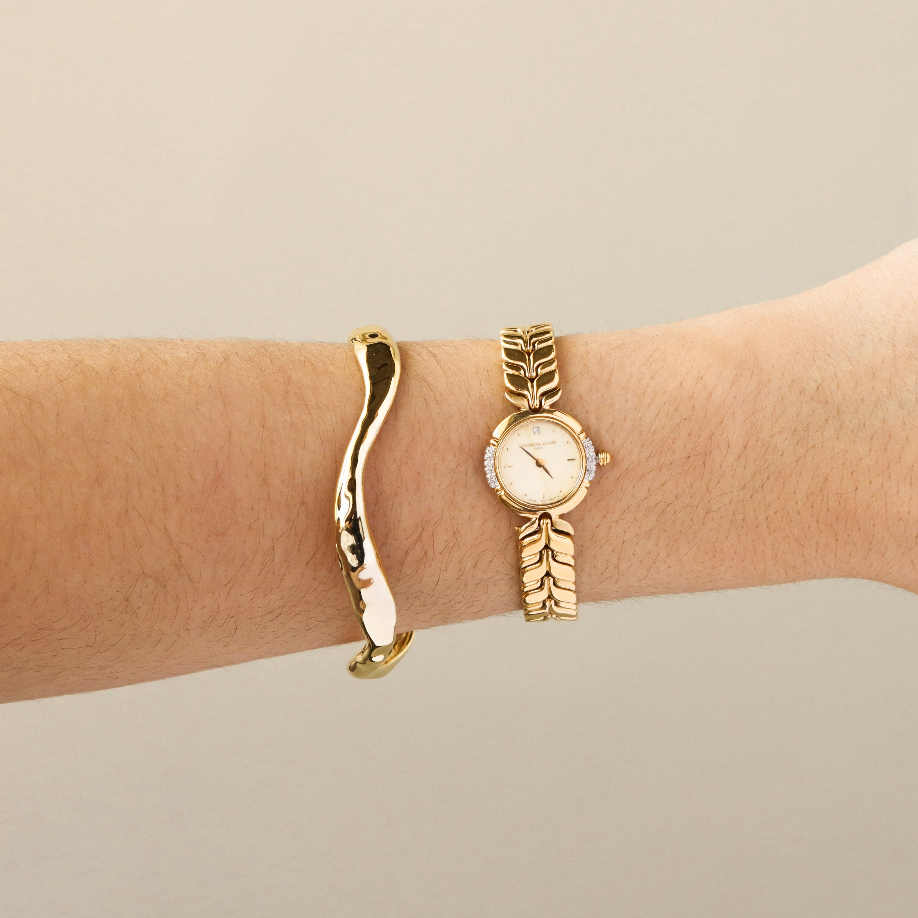 Vintage Christian Aujard Pave Gold Watch