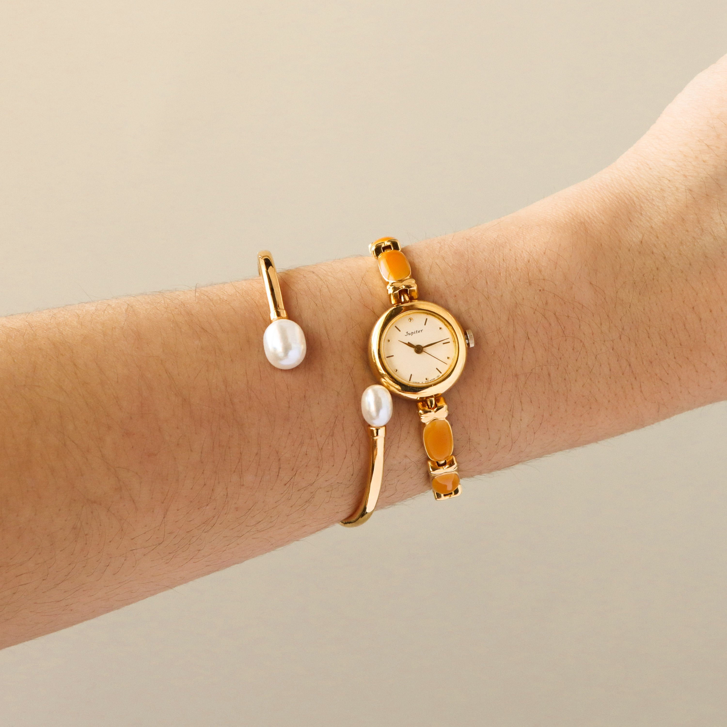 Vintage Citizen Orange Link Gold Watch