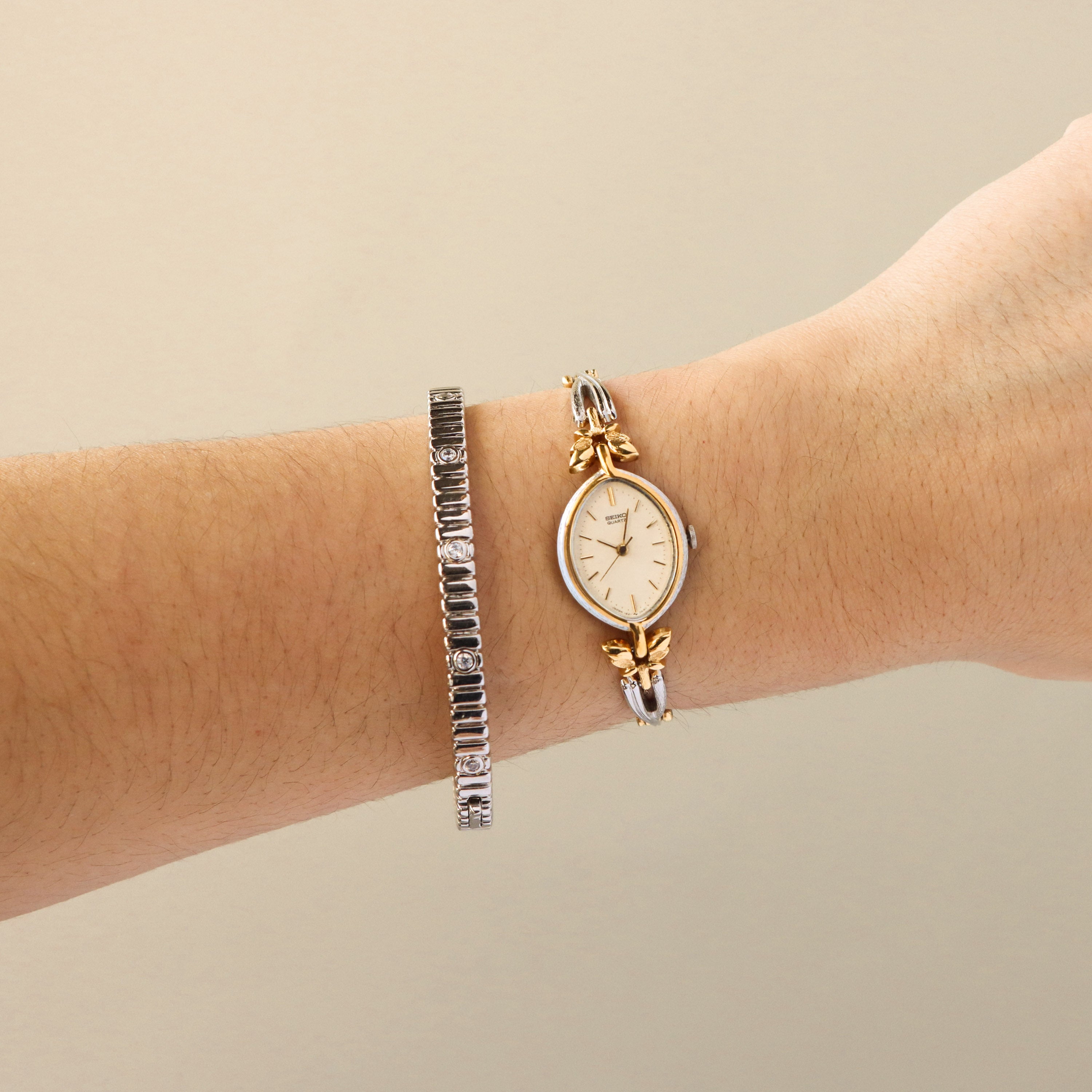 Vintage Seiko Oval Mariposa Two Tone Watch