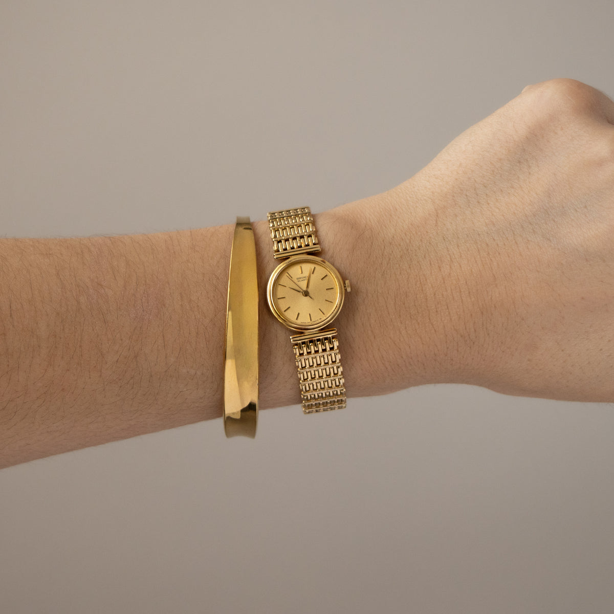 Vintage Seiko Ladder Link Gold Watch