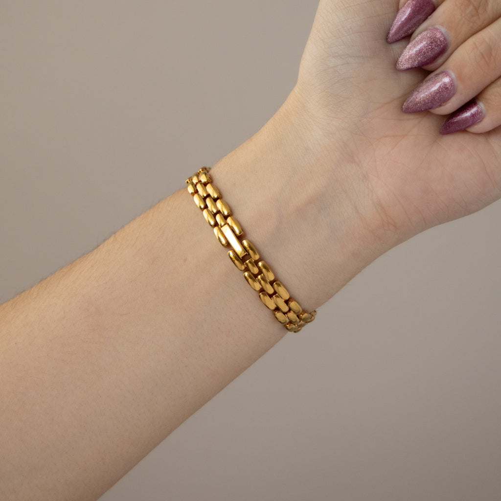Vintage Lancel Round Chainlink Gold Watch