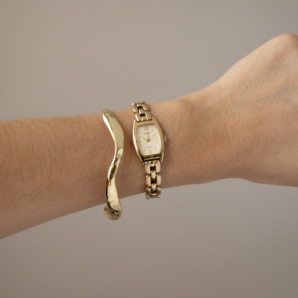 Vintage Seiko Lucent Rectangular Tank Gold Watch
