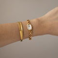 Vintage John Richmond London Oval Pearl Gold Watch