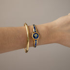 Vintage Andre Mouche Swiss Blue Floral Locket Gold Watch