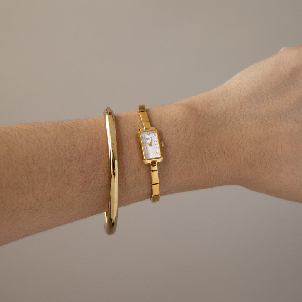Vintage Katharine Hamnett Slim Rectangular Gold Watch