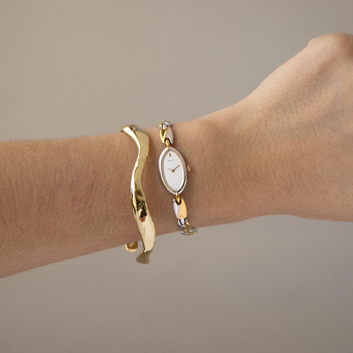 Vintage Seiko Slim Marquise Two Tone Watch
