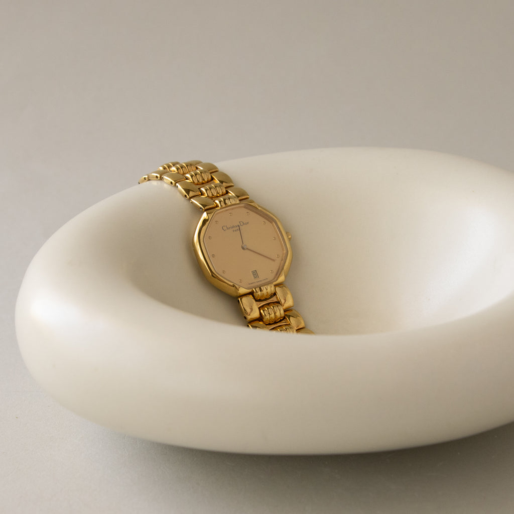 Vintage Christian Dior Swiss Octagonal Gold Watch
