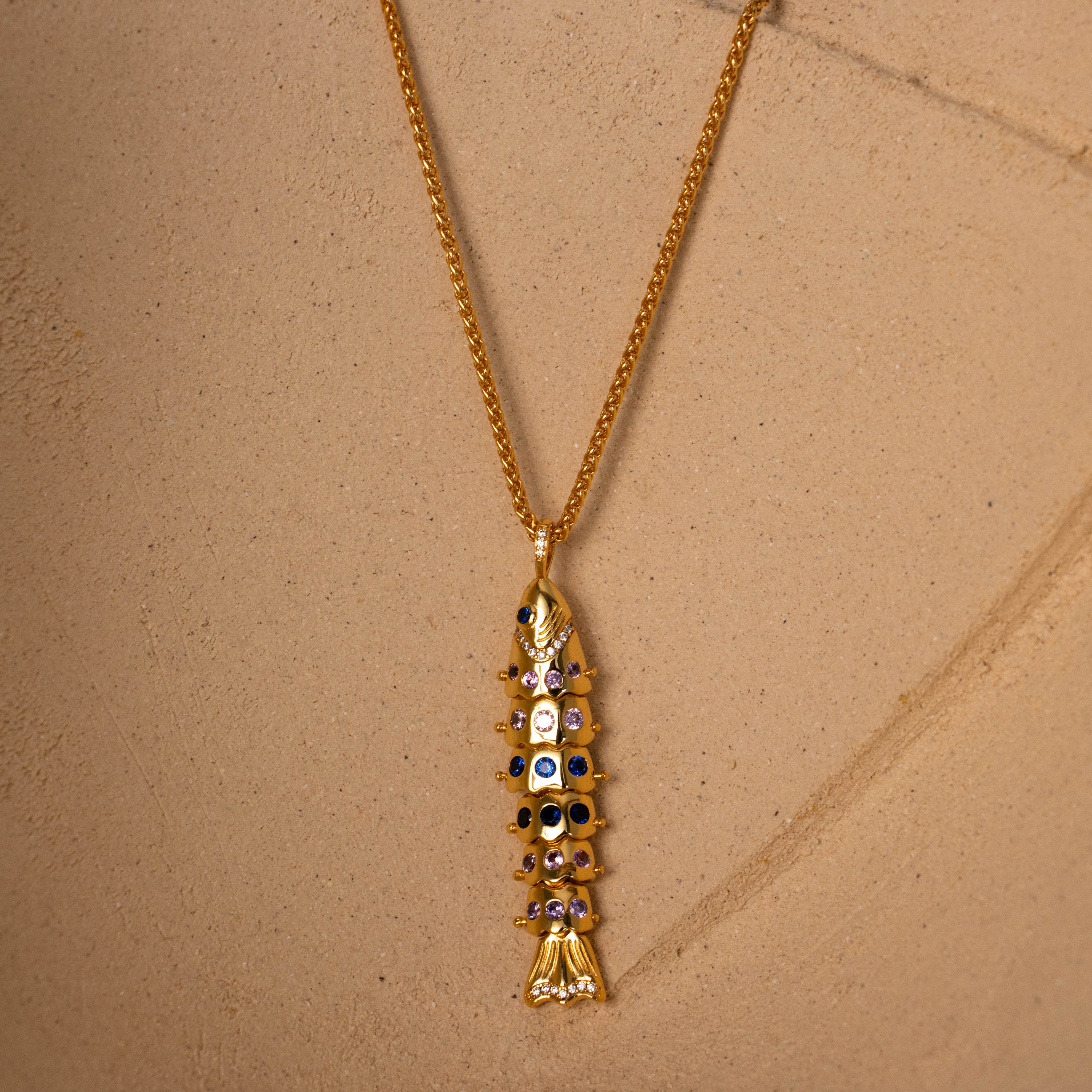 Bedazzled Fish Pendant Necklace