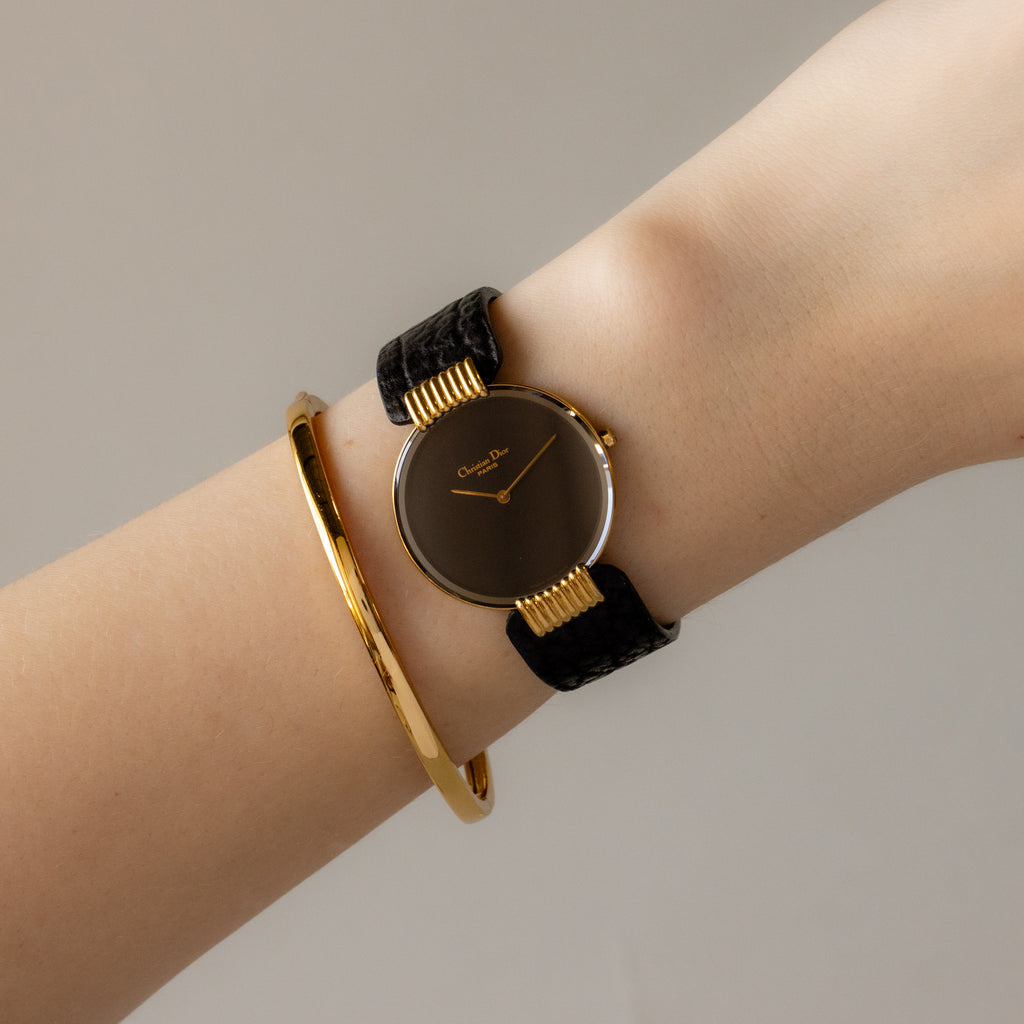 Vintage Christian Dior Swiss Midnight Strap Gold Watch