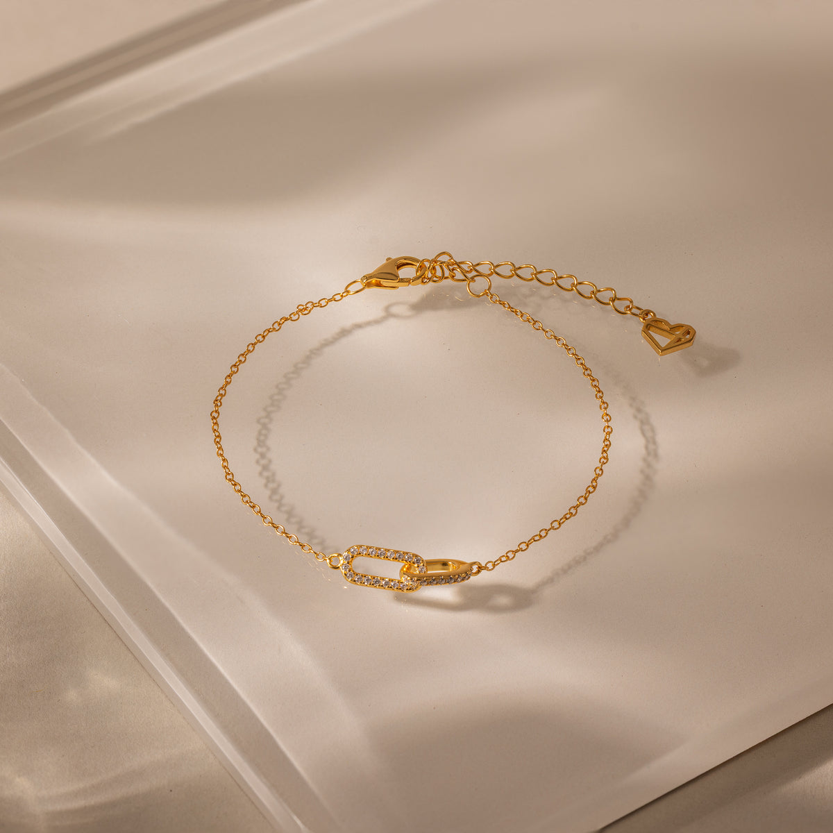 Pave Linked Necklace & Bracelet Set in 18K Gold