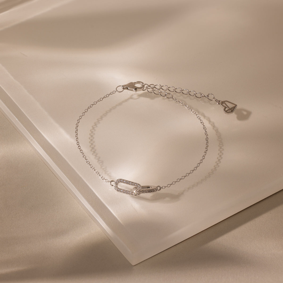 Pave Linked Necklace & Bracelet Set in Silver