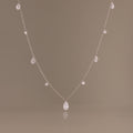 Rain Drop Station Necklace in Silver
