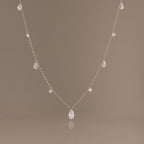 Rain Drop Station Necklace in Silver