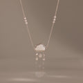 Diamond Pearl Rain Cloud Necklace in Silver