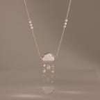 Diamond Pearl Rain Cloud Necklace in Silver