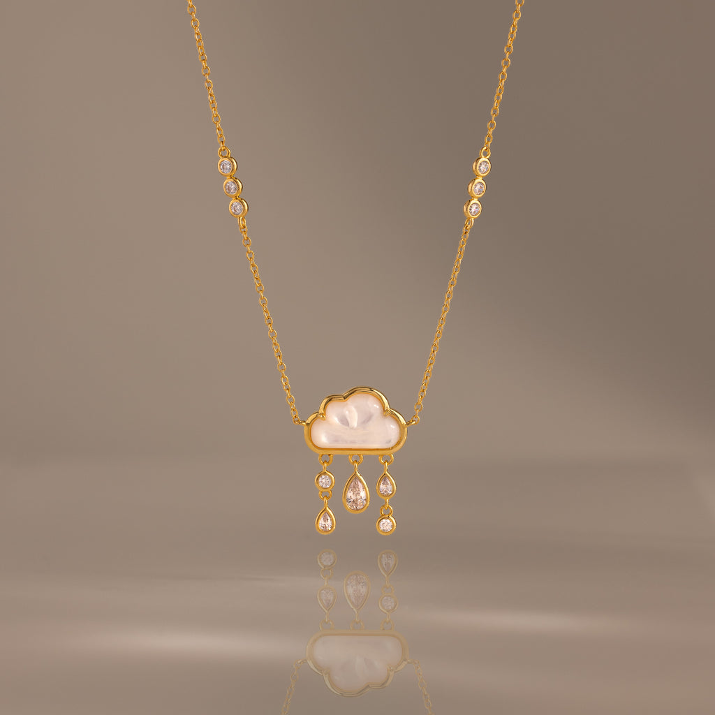 Diamond Pearl Rain Cloud Necklace