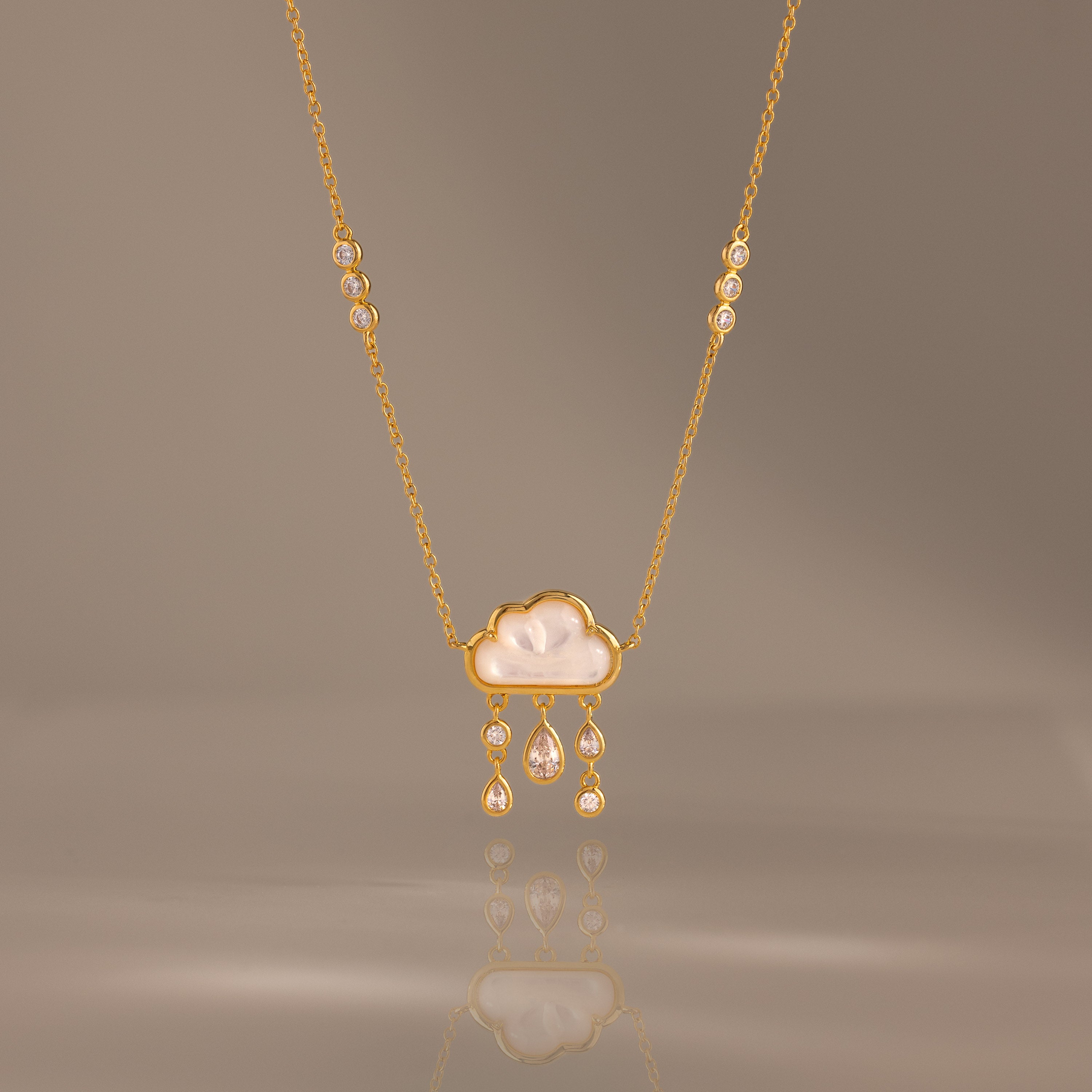 Diamond Pearl Rain Cloud Necklace