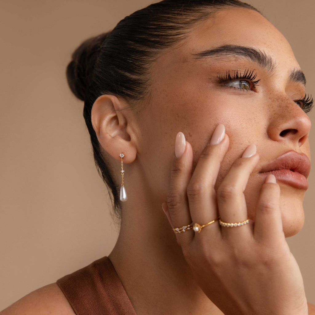 Boucles d'oreilles chaîne de perles en diamant
