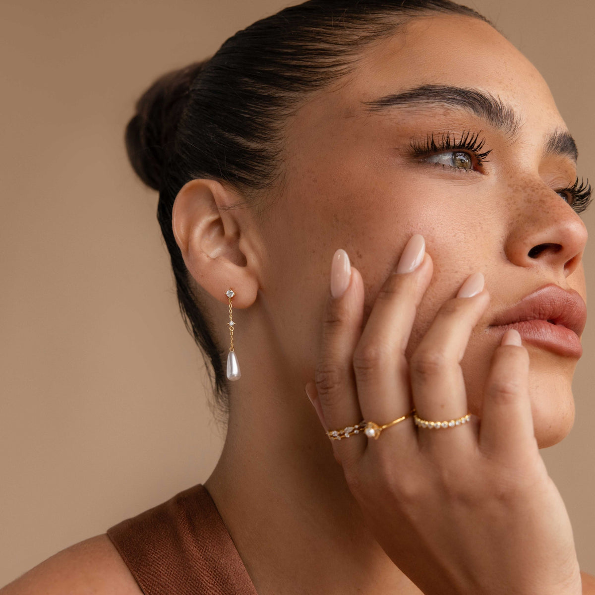 Boucles d'oreilles chaîne de perles en diamant
