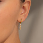 Dangling Diamond Chain Huggies in 18K Gold
