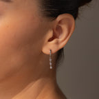 Dangling Diamond Chain Huggies in Silver