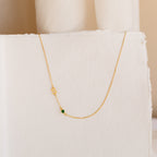 Sideways Initial Birthstone Necklace in 18K Gold
