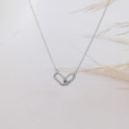 Pave Linked Pendant Necklace in Silver