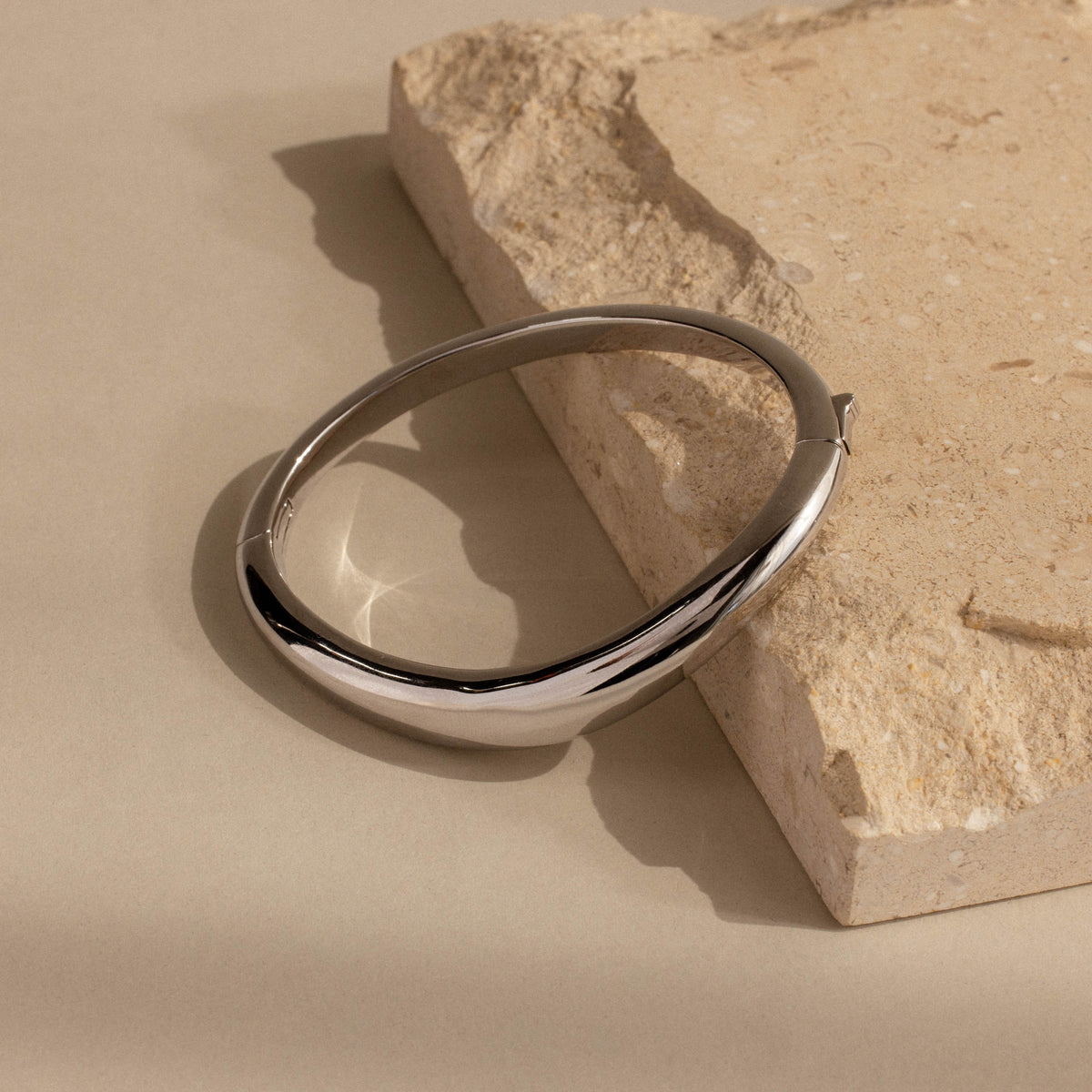 Curved Dome Bangle in Silver