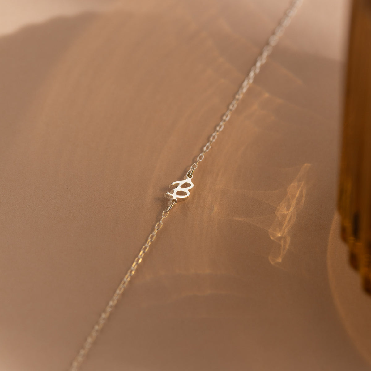Venice Sideways Initial Necklace in Silver