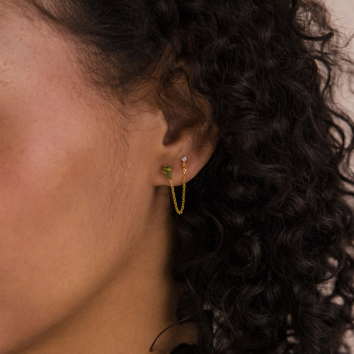 Agate Diamond Chain Earrings