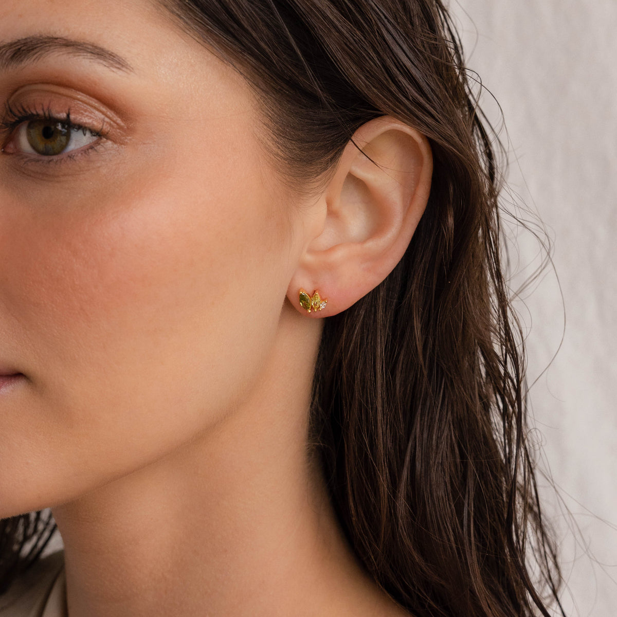 Seagrass Peridot Marquise Studs
