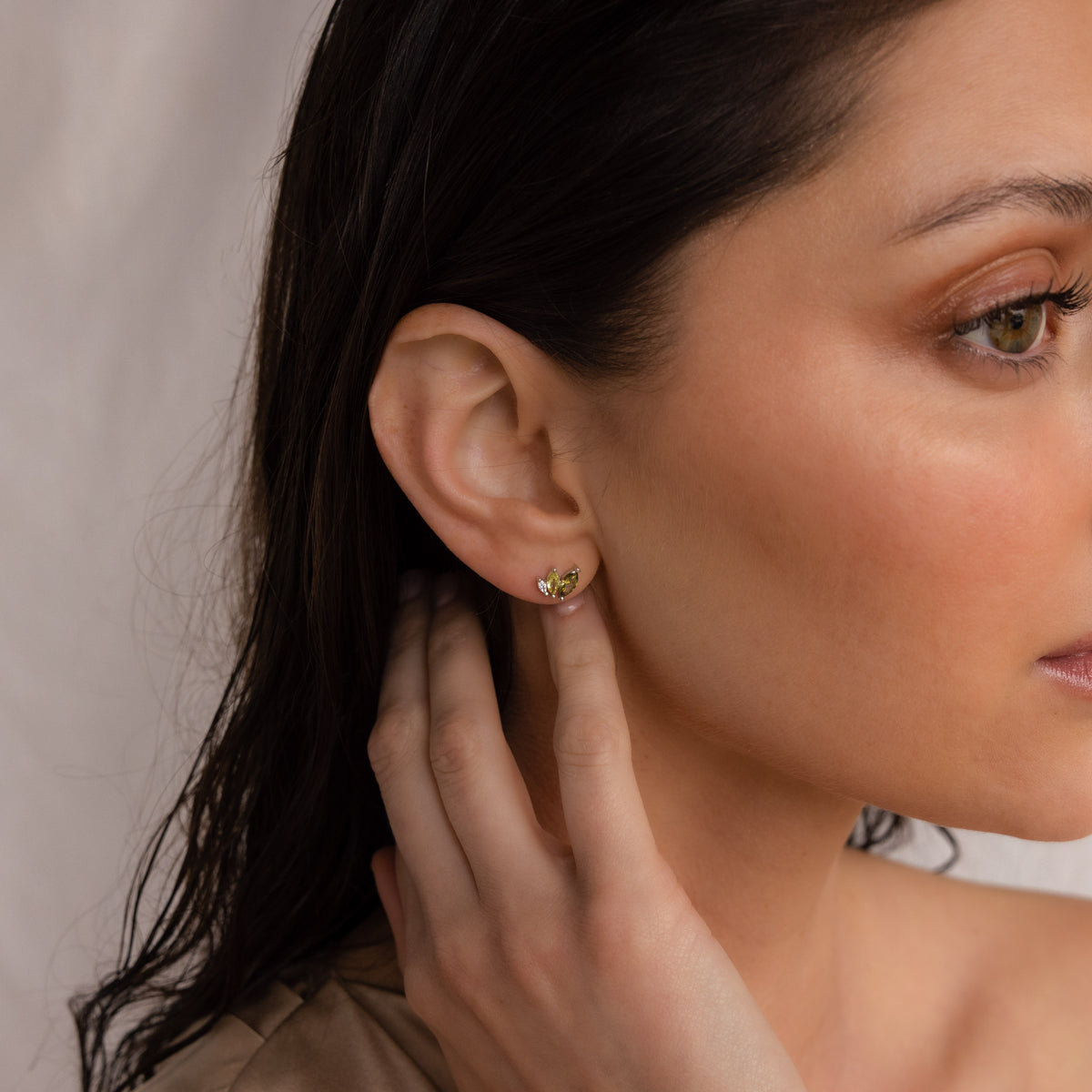 Seagrass Peridot Marquise Studs