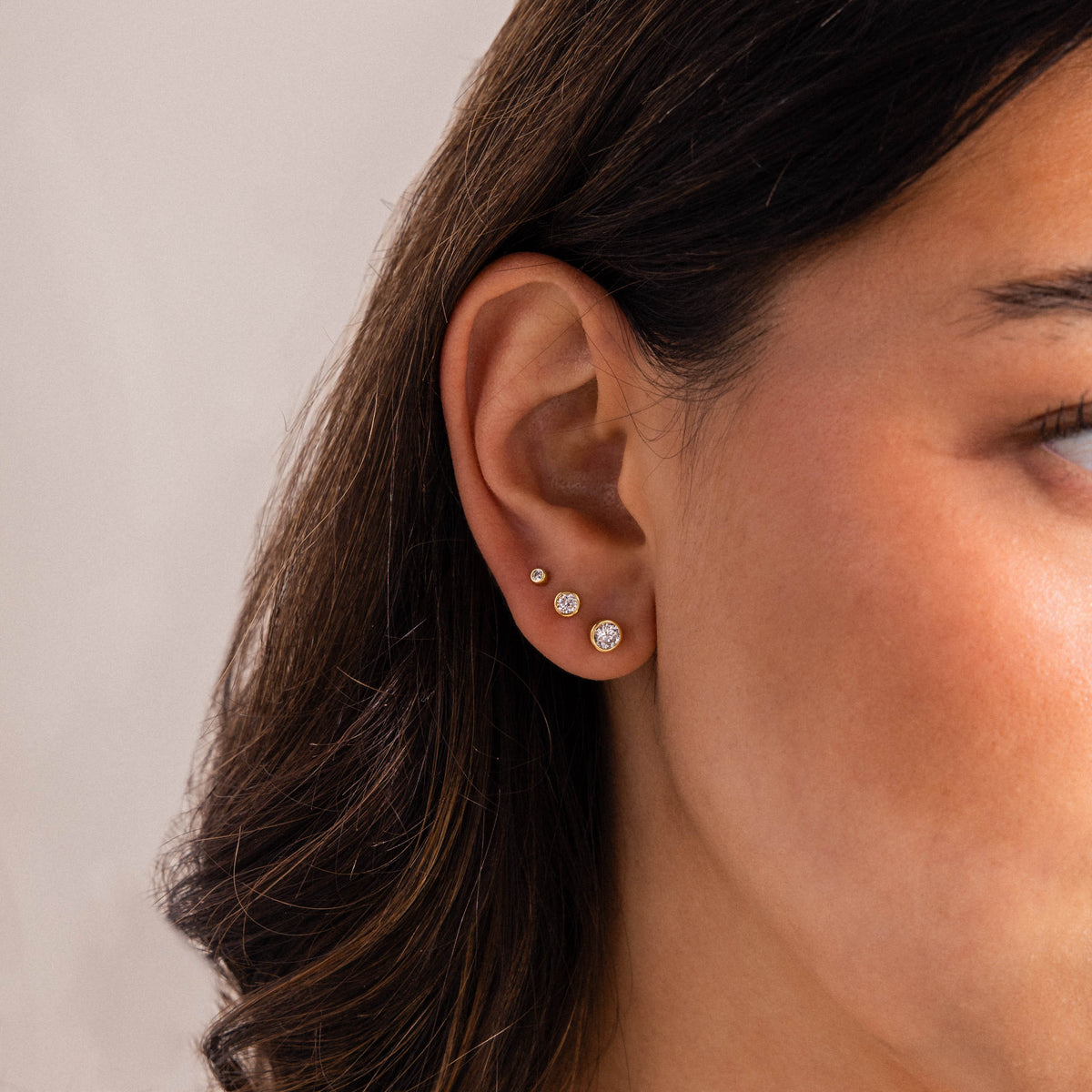 Round Diamond Bezel Flat Back Studs