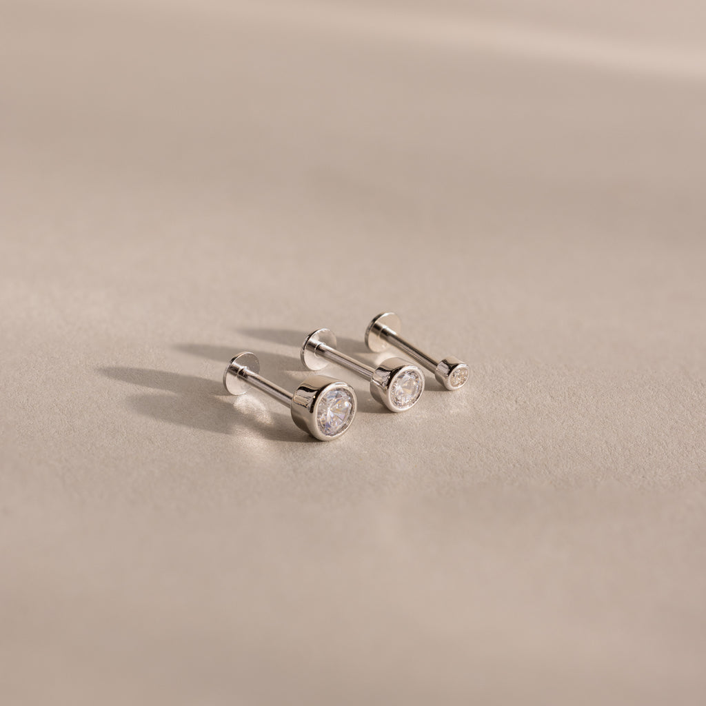 Round Diamond Bezel Flat Back Studs