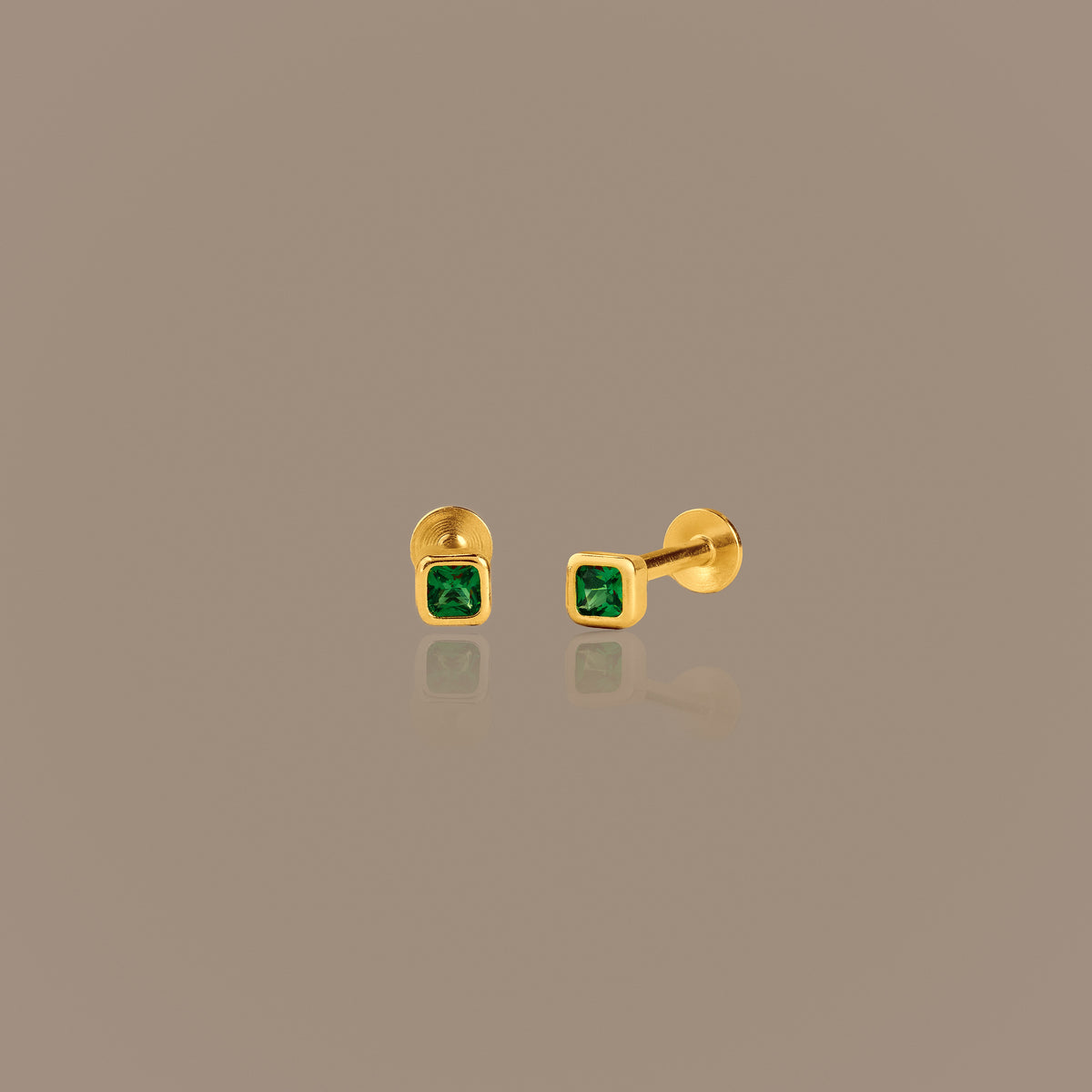 Square Bezel Birthstone Flat Back Studs