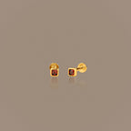 Square Bezel Garnet Flat Back Studs