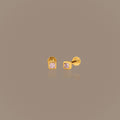 Square Bezel Pink Tourmaline Flat Back Studs