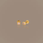 Square Bezel Pink Tourmaline Flat Back Studs