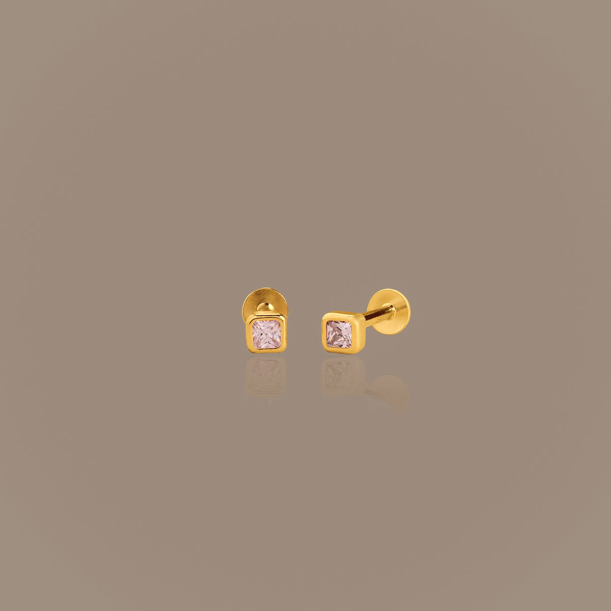 Square Bezel Birthstone Flat Back Studs