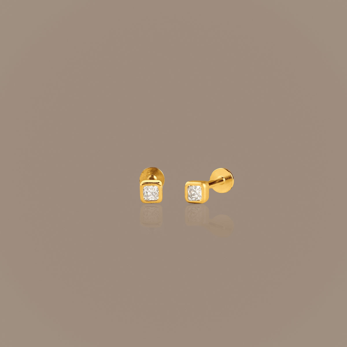 Square Bezel Birthstone Flat Back Studs