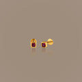Square Bezel Ruby Flat Back Studs