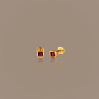 Square Bezel Ruby Flat Back Studs