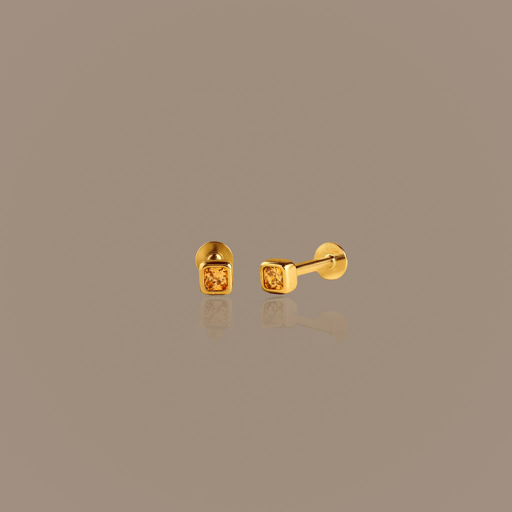 Square Bezel Topaz Flat Back Studs
