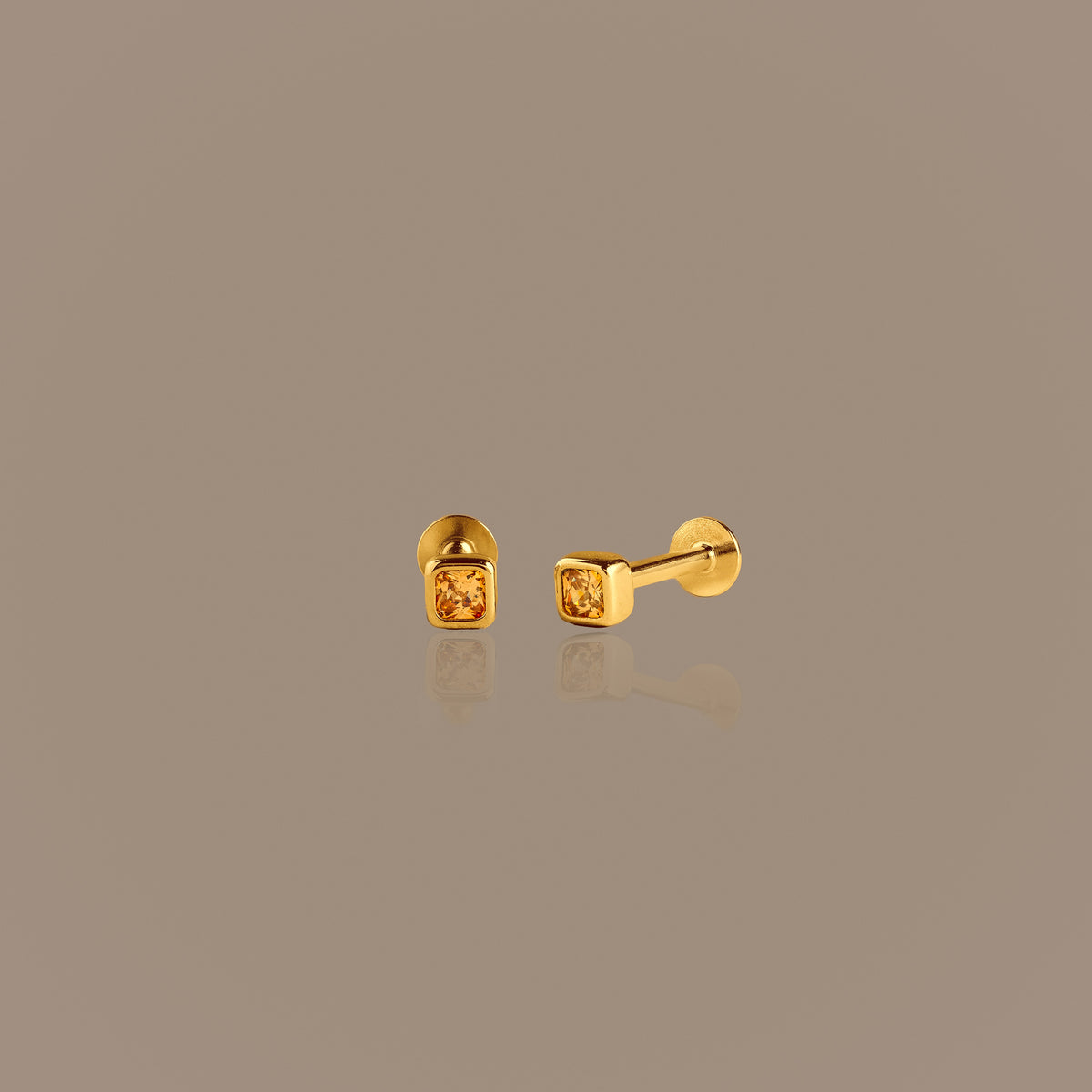 Square Bezel Birthstone Flat Back Studs