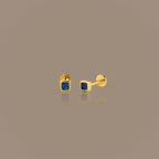 Square Bezel Sapphire Flat Back Studs